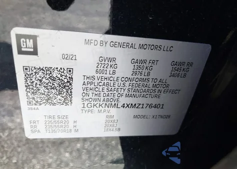 2021 GMC Acadia Fwd Slt from USA, damaged, VIN 1GKKNML4XMZ176401